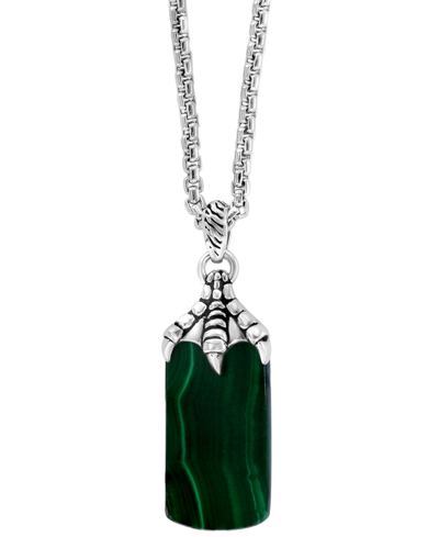 Shop Effy Collection Effy Men's Malachite Talon Dog Tag 22" Pendant Necklace In Sterling Silver In Green