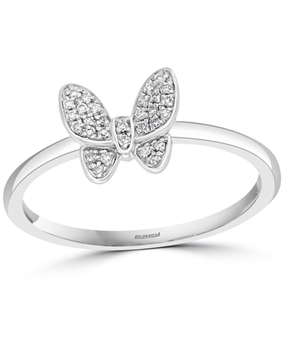 Shop Effy Collection Effy Diamond Butterfly Ring (1/10 Ct. T.w.) In Sterling Silver Or 14k Gold-plated Sterling Silver