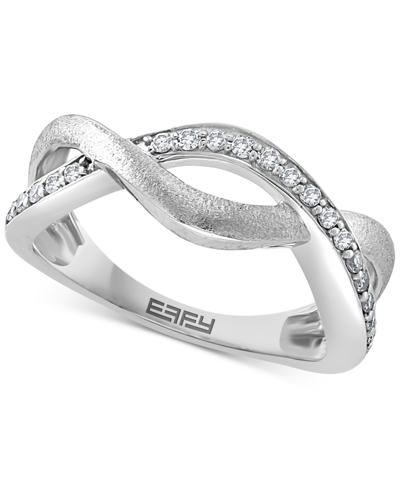 Shop Effy Collection Effy Diamond Crossover Ring (1/5 Ct. T.w.) In Sterling Silver Or 14k Gold-plated Sterling Silver