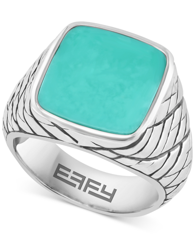 Shop Effy Collection Effy Men's Turquoise Ring In Sterling Silver