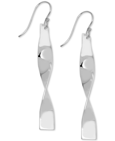 Shop Essentials And Now This Twisted Bar Drop Earrings In Silver-plate
