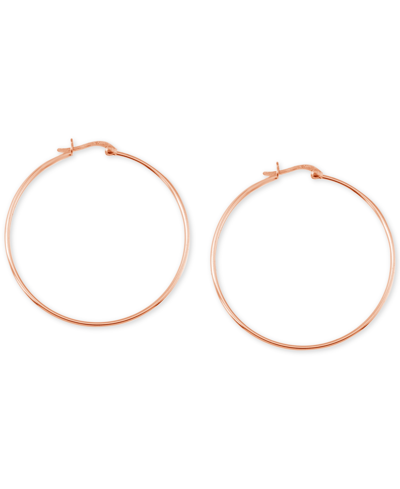Shop Essentials And Now This Large Skinny Hoop Earrings In Rose Gold-plate