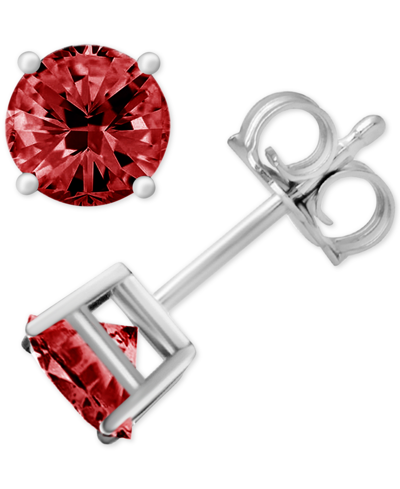 Shop Essentials And Now This Glass Stone Stud Earrings In Silver-plate In Red