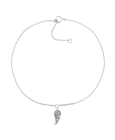 Shop Macy's Diamond Accent Angel Wing Anklet In Sterling Silver , 9" + 1" Extender