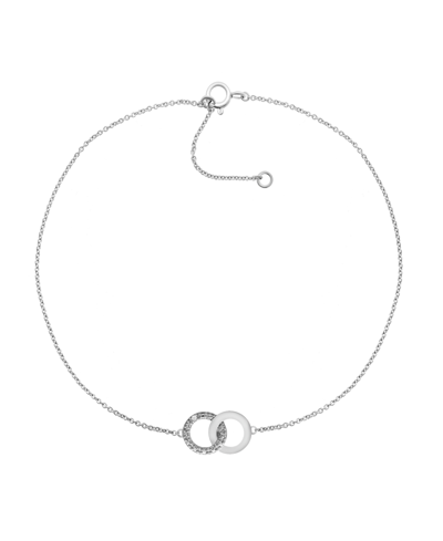 Shop Macy's Diamond Accent Interlocking Circles Anklet In Sterling Silver, 9" + 1" Extender