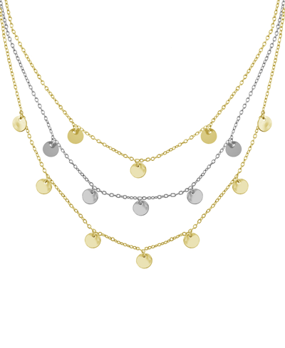 Shop Essentials And Now This Triple Row Chain 16+2in Necklace With Disc Drops In Gold Plate Or Two Tone Silver Plate In Yellow