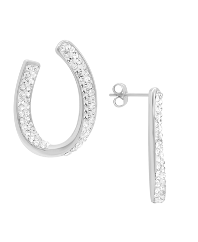 Shop Essentials Crystal Curved Post Earring, Gold Plate And Silver Plate