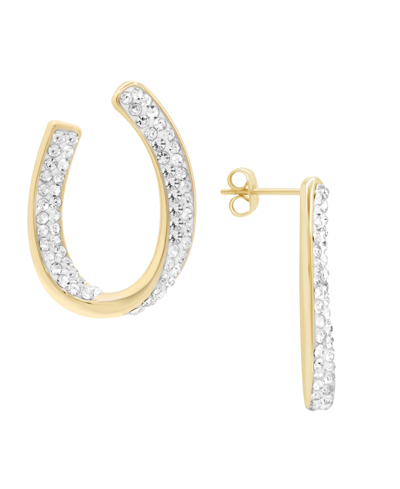 Shop Essentials Crystal Curved Post Earring, Gold Plate And Silver Plate