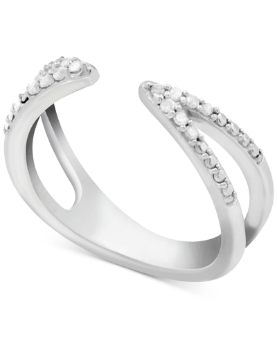 Shop Macy's Diamond Cuff Ring (1/10 Ct. T.w.) In Sterling Silver