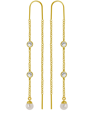 Shop And Now This 18k Gold Plated Imitation Cubic Zirconia And Imitation Pearl Threader Earrings