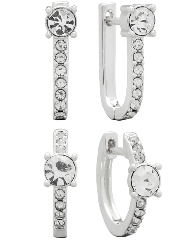 Shop And Now This Women's Crystal Hoop Earrings Set, 4 Pieces In Gray
