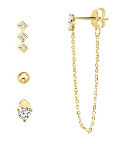 Shop And Now This Multi Earring Cubic Zirconia 4-piece Assortment In Yellow