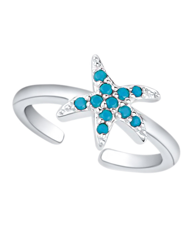 Shop And Now This Turquoise Cubic Zirconia Starfish Toe Ring In Blue