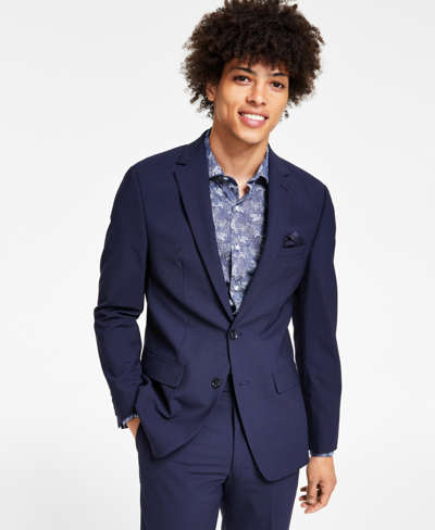Shop Bar Iii Men's Skinny Fit Wrinkle-resistant Wool Suit Separate Jacket, Created For Macy's In Blue