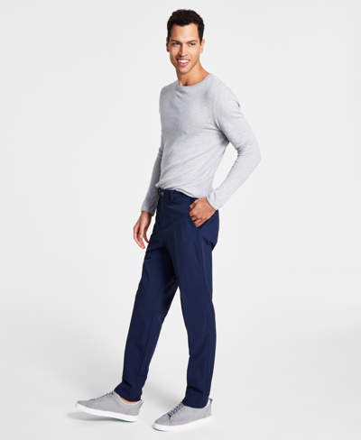 Shop Calvin Klein Men's Slim Fit Tech Solid Performance Dress Pants In Blue