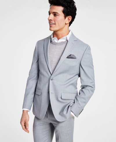 Shop Bar Iii Men's Skinny-fit Sharkskin Suit Jacket, Created For Macy's In Gray