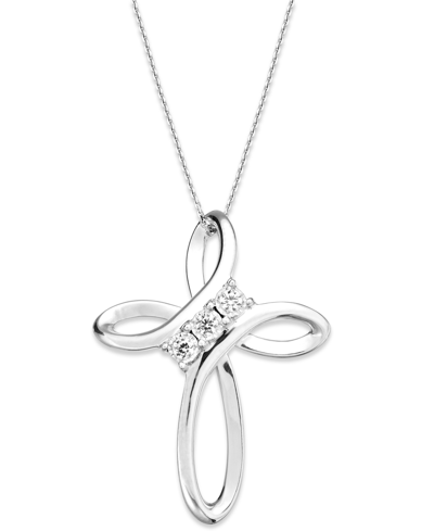 Shop Trumiracle Diamond Cross Pendant Necklace In Sterling Silver (1/10 Ct. T.w.) In White