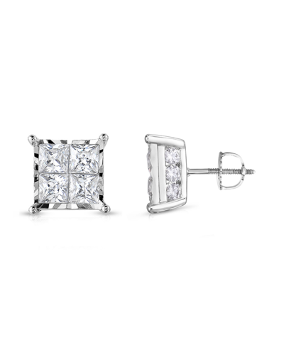 Shop Trumiracle Diamond Princess Cluster Stud Earrings (2 Ct. T.w.) In 14k White Gold