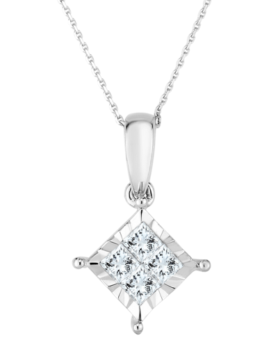Shop Trumiracle Princess Quad 18" Pendant Necklace (3/4 Ct. T.w.) In 14k White Gold