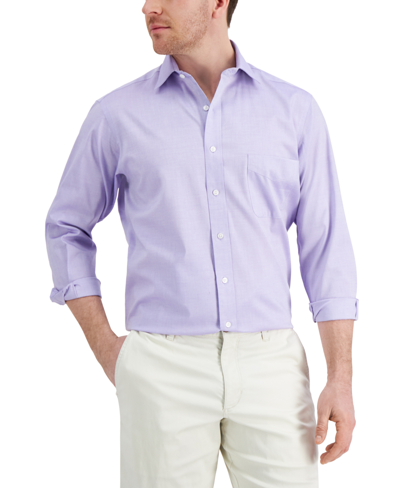 Shop Club Room Men's Regular Fit Cotton Spread Collar Pinpoint Dress Shirt, Created For Macy's In Purple