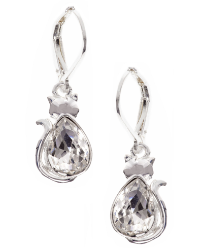 Shop Pet Friends Jewelry Cat Stone Drop Earring In Silver