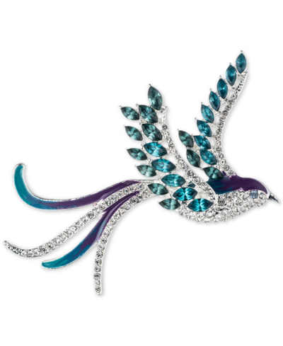 Shop Anne Klein Gold-tone Crystal Bird Pin, Created For Macy's In Silver