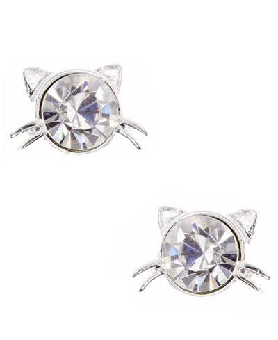 Shop Pet Friends Jewelry Cat Stone Stud Earring In Silver