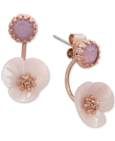 Shop Lonna & Lilly Gold-tone White Flower Front And Back Earrings In Pink