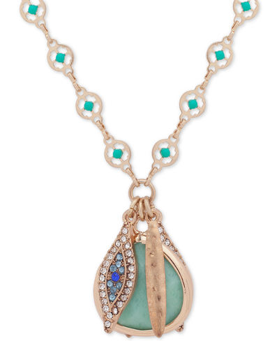 Shop Lonna & Lilly Gold-tone Stone & Evil Eye Charm Pendant Necklace, 32" + 3" Extender In Blue