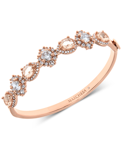 Shop Marchesa Rose Gold-tone Crystal & Stone Bangle Bracelet