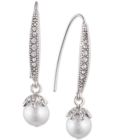 Shop Marchesa Pave & Imitation Pearl Drop Earrings In Silver