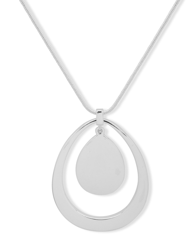 Shop Nine West Adjustable Pendant Necklace In Silver