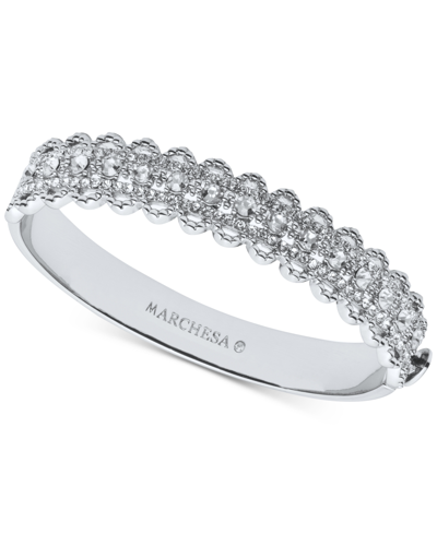 Shop Marchesa Silver-tone Crystal Filigree Bangle Bracelet