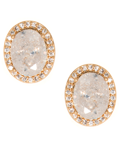 Shop Lonna & Lilly Gold-tone Stone & Crystal Halo Stud Earrings In Ivory/cream