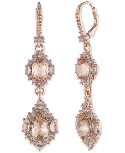 Shop Marchesa Rose Gold-tone Crystal Cluster Flower Double Drop Earrings