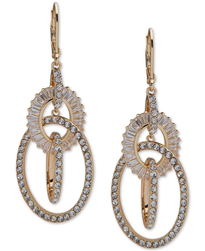 Shop Anne Klein Gold-tone Crystal Orbital Drop Earrings In Ivory/cream