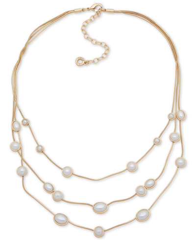 Shop Anne Klein Stone Embellished Layered Necklace, 15-1/4" + 3" Extender In Tan/beige