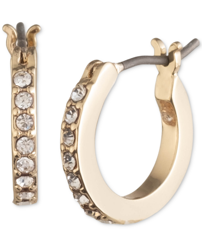 Shop Karl Lagerfeld Extra-small Pave Hoop Earrings, 0.35" In Ivory/cream