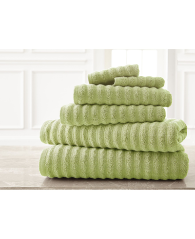 Shop Modern Threads Wavy Luxury Spa Collection 6-pc. Quick Dry Towel Set Bedding In Green