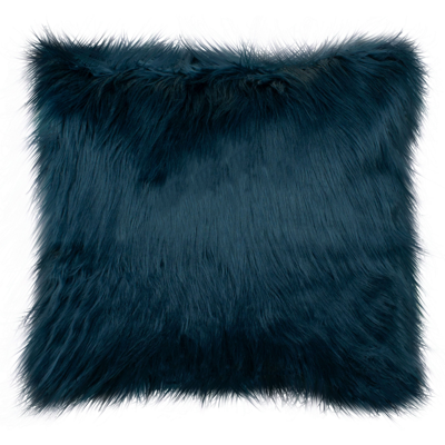 Shop French Connection Sheepskin 22" Square Faux Fur Decorative Pillows Bedding In Blue
