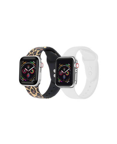 Shop Posh Tech Unisex Leopard And White 2-pack Replacement Band For Apple Watch, 42mm In Multi