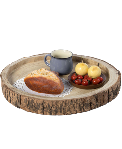 Shop Vintiquewise Wood Tree Bark Indented Display Tray Serving Plate Platter Charger In White