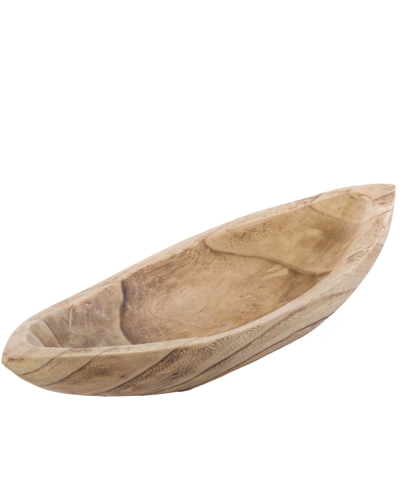 Shop Vintiquewise Wood Carved Boat Shaped Bowl Basket Rustic Display Tray In White