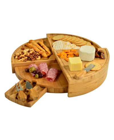 Shop Picnic At Ascot Vienna Transforming Multilevel Bamboo Cheese Board Set With Tools In Tan/beige