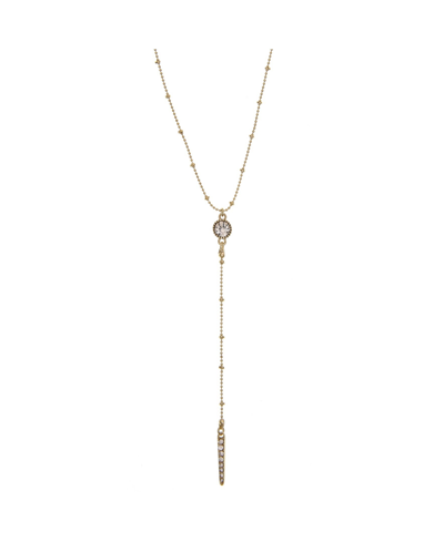 Shop Laundry By Shelli Segal Crystal Circle Bar 25" Lariat Necklace In Gold