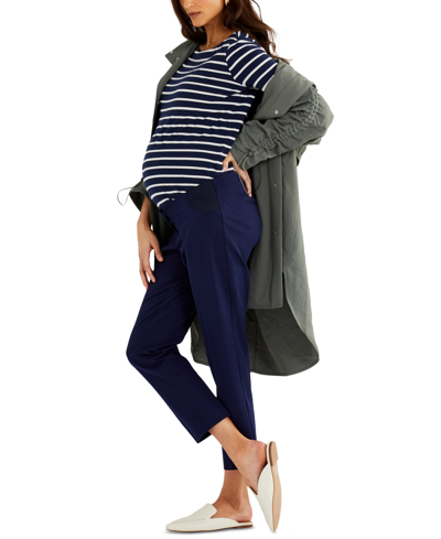 Shop A Pea In The Pod Maternity Straight-leg Twill Pants In Blue