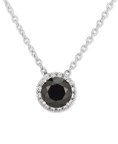 Shop Arabella Black Cubic Zirconia 18" Pendant Necklace In Sterling Silver