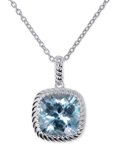 Shop Macy's Blue Topaz 18" Pendant Necklace (8-1/2 Ct. T.w.) In Sterling Silver
