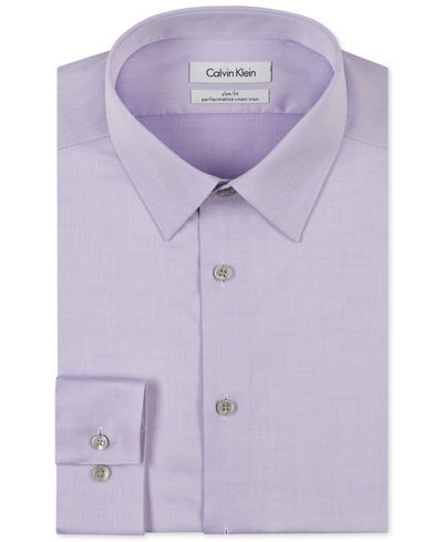 Shop Calvin Klein Steel Men's Slim-fit Non-iron Performance Dress Shirt In Purple