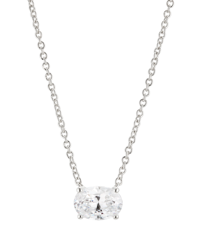 Shop Eliot Danori Oval Cubic Zirconia Necklace, 16" + 2" Extender, Created For Macy's In Silver